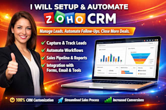 setup zoho CRM with automation, sales pipeline and lead management system