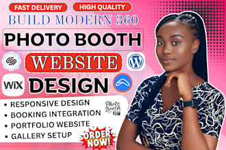 design a 360 photo booth and wix event party rental website with online booking