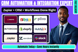 integrate zapier zoho crm engagebay zendesk shopify zoho desk plivo slack asana