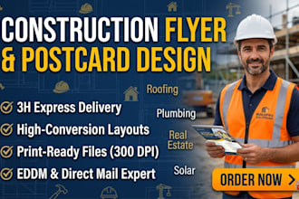design modern construction flyer postcard real estate business brochure