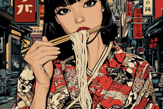 make a japanese t shirt illustration