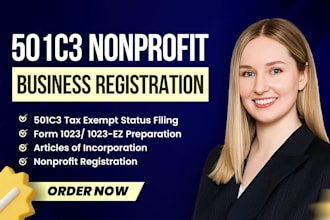 do nonprofit registration, 501c3 tax exempt filing, form 1023 for startups
