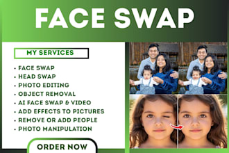 do face swap or head replace, remove object and fix your family photos