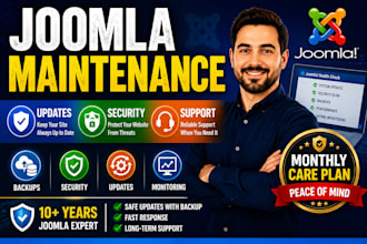 provide monthly joomla maintenance updates security and support