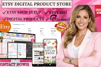 design etsy digital products for etsy shop setup with etsy seo, listings