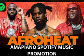 amapiano , afrobeat spotify promotion , organic plays and playlist growth