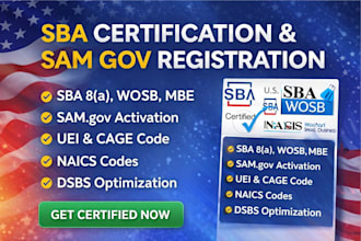 get you wosb certification mbe dbe svosb 8a wbe, do sam gov, cage code, uei