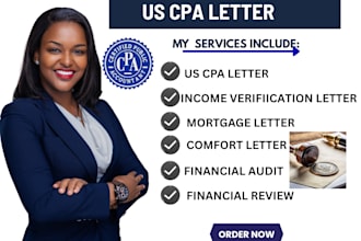 write verified CPA letter, income letter, expense ratio letter, mortgage letter