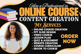 develop online course, lesson plan, lecture presentation, udemy video creation