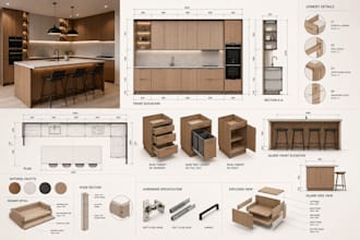 create furniture shop drawings, cabinet cad drawings with construction details