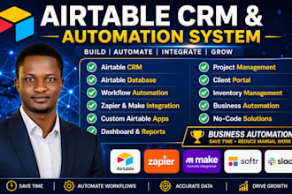setup airtable CRM database airtable automation interface make com softr web app