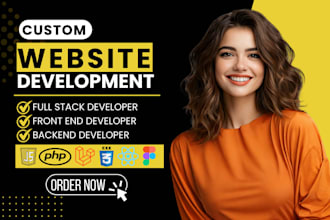 build custom website development as full stack web developer front end backend
