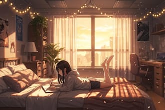 design lofi illustration an aesthetic lofi character for your cozy lofi art