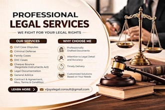 be your lawyer for civil, criminal and legal notice