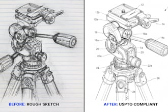 do uspto patent drawing, patent illustration, utility and design patent