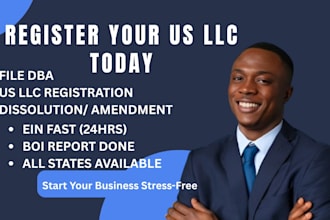 register US llc, ein in 24hrs, boi report, dba, close ein and business formation