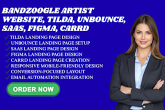 bandzoogle artist website, tilda, unbounce, figma, duda carrd landing page