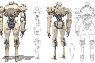 create robot, mecha, spaceship concepts