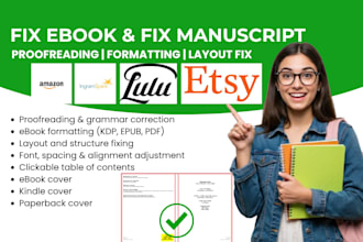 format fix error, resize modify, edit rejected book cover, manuscript, paperback
