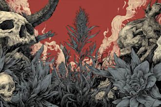 draw dark art, doom, stoner rock style for tshirt