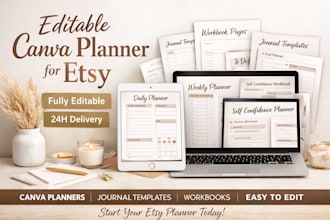 design canva digital planner, 2026 editable journal template etsy passive income