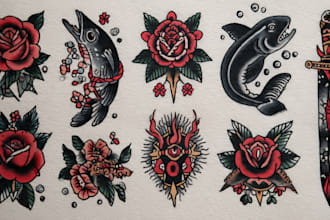 draw traditional or neo traditional tattoo style design