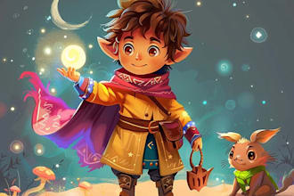 draw fantasy kids character illustration
