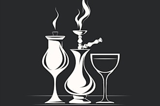 design a bar, wine, hookah, restaurant, smoke logo