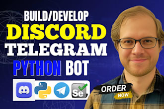 build python automation bots web scraper ai tools telegram discord bot selenium