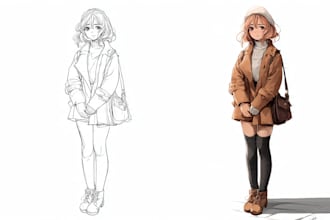 draw anime sketch colored