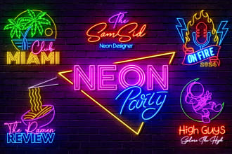 design 3 neon logo for you in just 8 hours