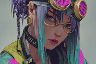 design anime character , cyberpunk character
