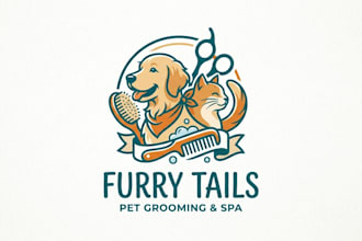 design a cute and professional pet grooming logo
