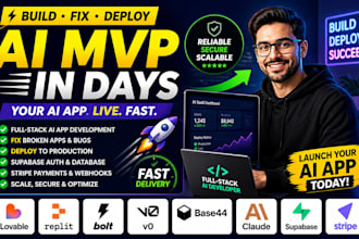 fix deploy lovable replit ai app base44 app bolt v0 claude supabase ai saas mvp