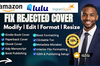 fix, resize, modify, edit rejected ebook cover, manuscript, kdp formatting error