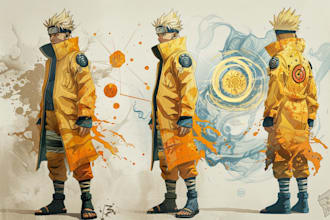 draw you in any anime style naruto, dragon ball z character
