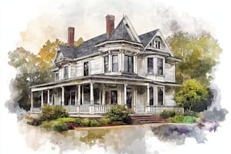 draw a watercolor house painting