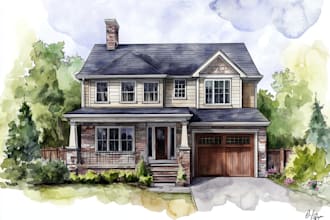 watercolor a house portrait
