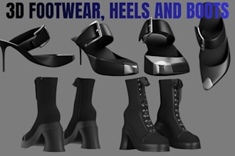 3d footwear modeling sneakers boots heels for games avatars second life vrchat