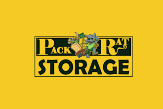 design pack rat storage rat cartoon logo
