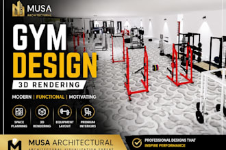 design professional gym layout and  3d fitness center