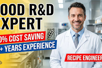 provide expert food product rnd consulting, recipe formulation