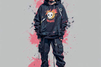 design an cyberpunk, lofi or streetwear anime illustrations