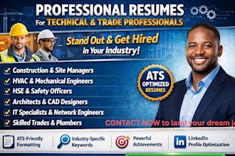 write ats construction, hvac, hse, plumber, architecture, IT, engineering resume