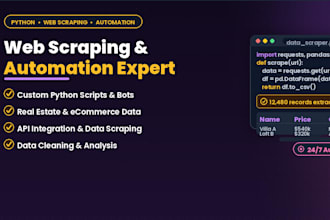 do python web scraping, automation, and data analysis