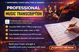 create professional piano transcription of any midi or audio to sheet music