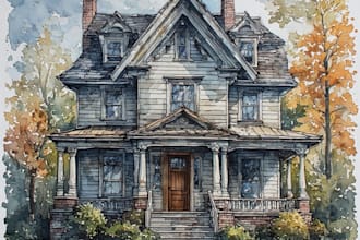 do an watercolor house portrait