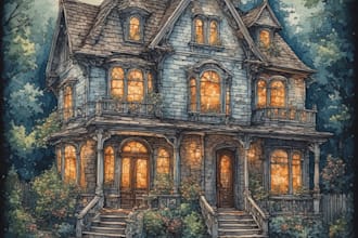 paint watercolor house portrait