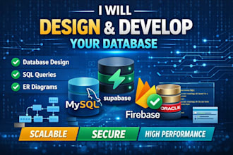 design and develop scalable databases in mysql, oracle, firebase and supabase