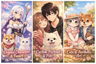 draw custom anime character, oc, fanart, aesthetic illustration